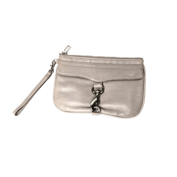 Rebecca Minkoff Skinny MAC Wristlet leather soft gray removeable wrist strap - Picture 1 of 4